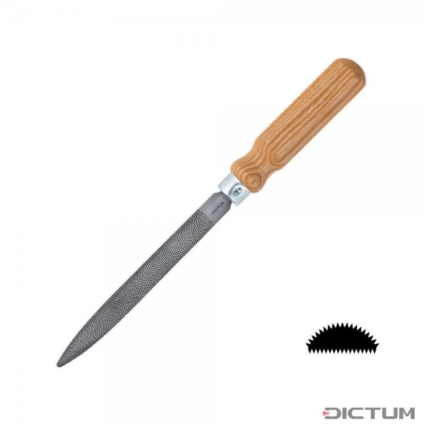 Raspa di prec. DICTUM »Flat Cut« mezzo tonda/con manico, t. 6, l. taglio 150 mm