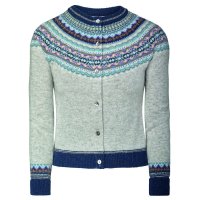 Eribé Damenstrickjacke Eribé Damenstrickjacke Fair Isle, kurz, hellgrau, Größe XS