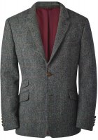 Men's Sports Jacket, Men's Sports Jacket, Harris Tweed, Herringbone, with Check, Grey, Size 60