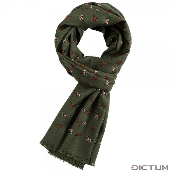 Foulard de chasse double face » Chien & Faisan «, 175 x 33 cm