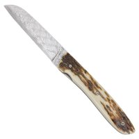 Cuchillo plegable Perceval L08, acero de Damasco, colmillo de mamut