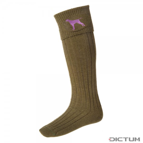Lovecké ponožky House of Cheviot LADY BUCKMINSTER, tmavě olivové, velikost M (39