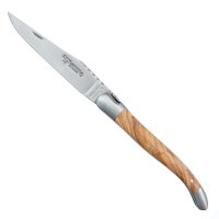 Cuchillo plegable Laguiole con doble pletina, madera de olivo